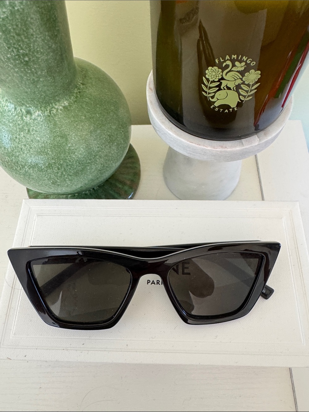Le Specs Black Cat-Eye Sunglasses with Dark Lenses